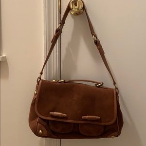 Brand new brown suede shoulder bag
